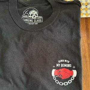 Sketchy Tank Men’s Graphic Tee “Down With My Demons” size XL